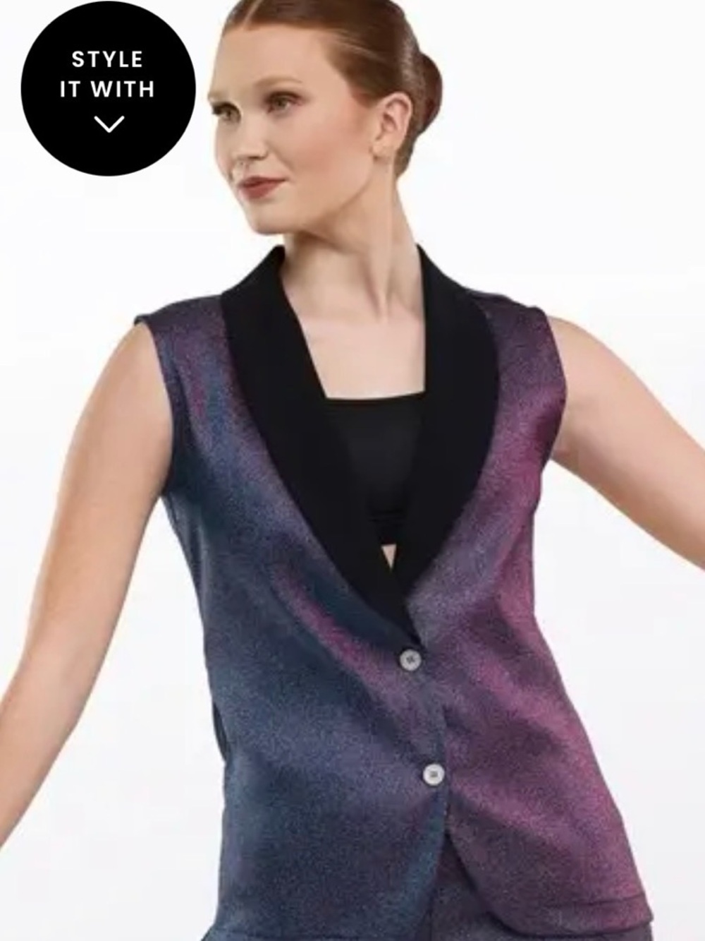 Weissman mixify two tone metallic suit vest blue MA